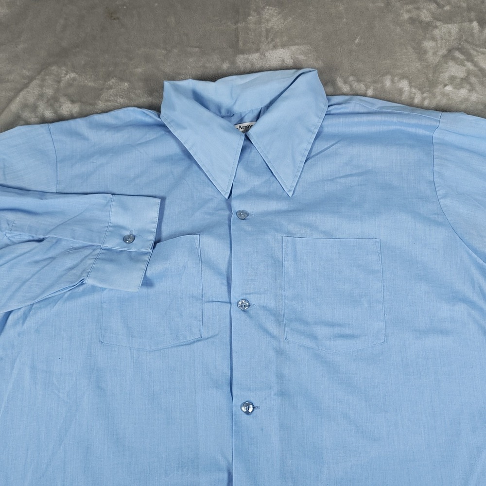 Vintage Arrow Weekender Disco Shirt Mens 17 17.5 XL Dagger Collar Perma Iron 70s